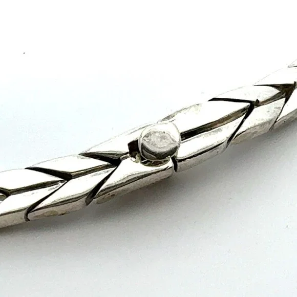 Designer RAJU 925 Sterling Silver Mexico Heavy Arrow Wheat Chain Link Necklace